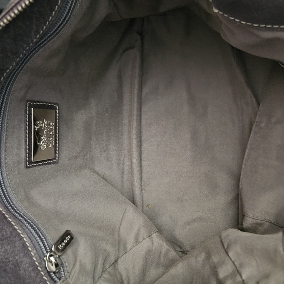 Roots 100% Leather Taupe Stainless Steel Hardware Gray Satchel Handbag Purse - Picture 8 of 16